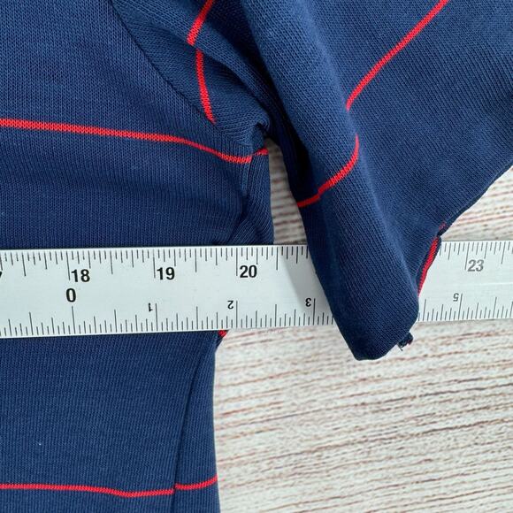 Vintage 80's Disney Mickey Mouse Striped Polo Shirt Men's Large Navy Blue/Red - Picture 10 of 11